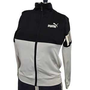 PUMA Youth S 8 Track Jacket Black White Womens XXS/XS Vintage Style Y2K Full Zip